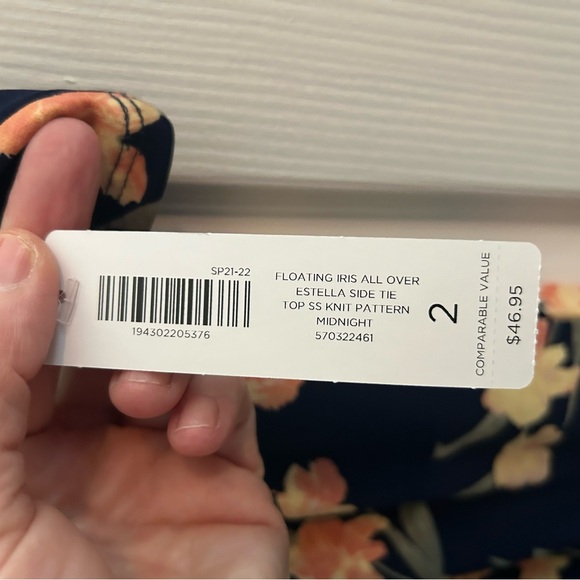 FLOATING IRIS ALL OVER
ESTELLA SIDE TIE
TOP SS KNIT PATTERN
MIDNIGHT SIZE 2 BNWT - Picture 5 of 6